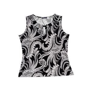 Tommy Hilfiger Paisley Top Black White Grommet Peep Size Size M/L Office Career